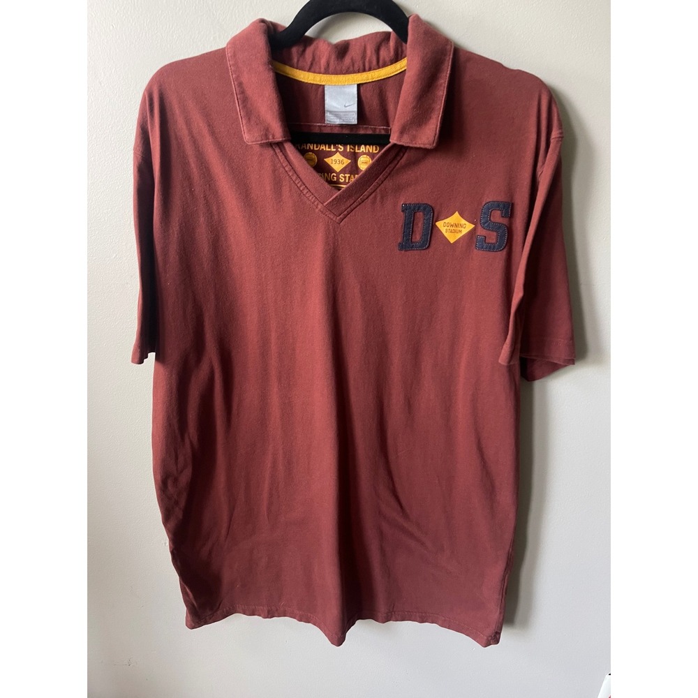 Nike Mens XXL Randall's Island Downing Stadium Hell Gate V-Neck Polo Burgundy